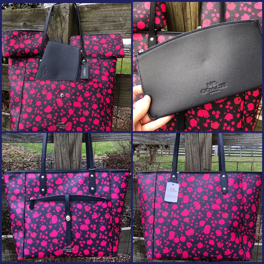 57283 Coach Prairie Calico Floral Bag Wallet Set - Picture 2 of 6